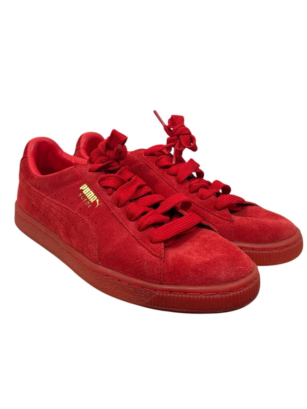 Puma Suede Mono All Red Lace Up Sneakers Size Mens 6.5 Womens 8